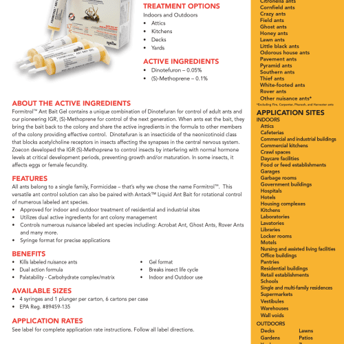 Formitrol Ant Bait Gel Information Sheet Page 2