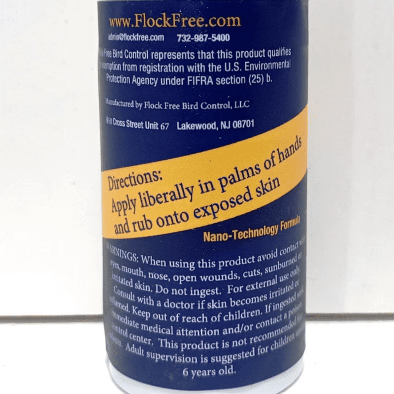 Mosquito and Tick Foam 2 oz back label